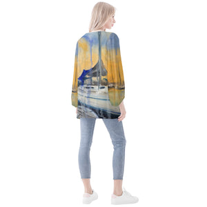 Sailboat Long Sleeve Blouse