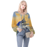 Sailboat Long Sleeve Blouse