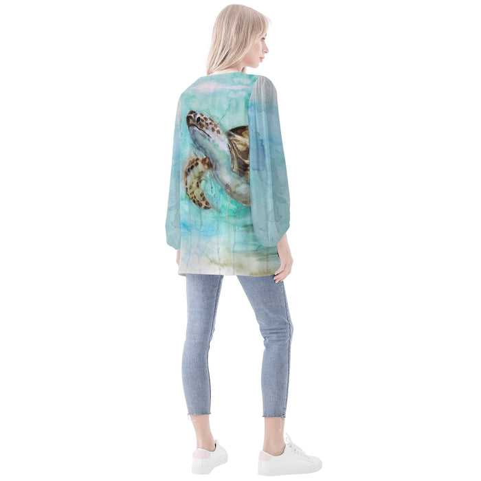 Sea Turtle Long Sleeve Blouse