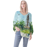 Sanibel Island Lighthouse Beach Long Sleeve Blouse