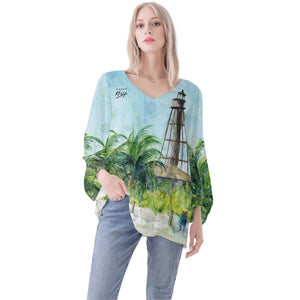 Sanibel Island Lighthouse Beach Long Sleeve Blouse