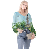 Sanibel Island Lighthouse Beach Long Sleeve Blouse