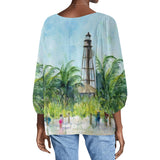 Sanibel Island Lighthouse Beach Long Sleeve Blouse