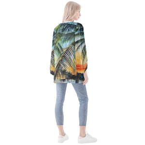 Sunset Palms Long Sleeve Blouse