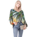 Sunset Palms Long Sleeve Blouse