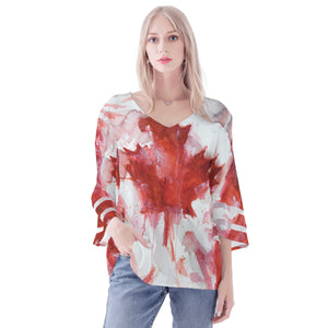Canadian Flag Puff Sleeve Blouse