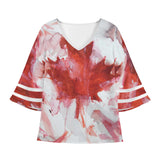 Canadian Flag Puff Sleeve Blouse