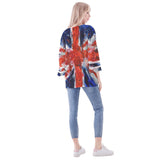 Union Jack Flag Puff Sleeve Blouse