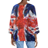 Union Jack Flag Puff Sleeve Blouse
