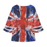 Union Jack Flag Puff Sleeve Blouse
