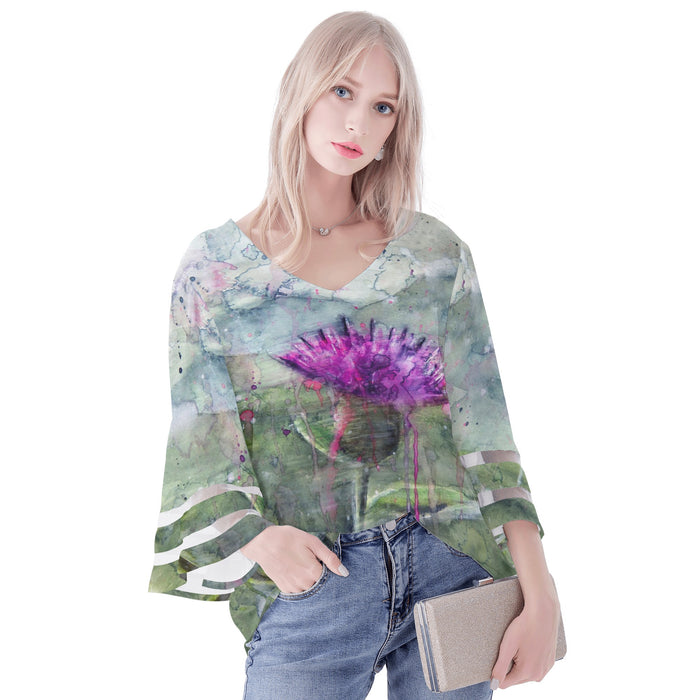 Scottish Thistle Puff Sleeve Blouse