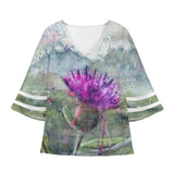 Scottish Thistle Puff Sleeve Blouse
