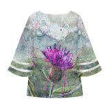 Scottish Thistle Puff Sleeve Blouse