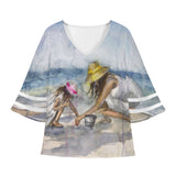 Sea Shelling Puff Sleeve Blouse