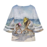 Sea Shelling Puff Sleeve Blouse