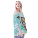 Sea Turtle Puff Sleeve Blouse