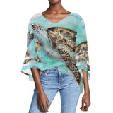 Sea Turtle Puff Sleeve Blouse