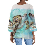 Sea Turtle Puff Sleeve Blouse