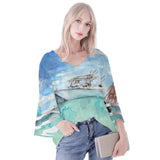 boating puff sleeve blouse