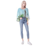 Sanibel Island Lighthouse Beach Puff Sleeve Blouse