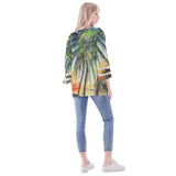 Sunset Palms Puff Sleeve Blouse