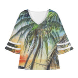 Sunset Palms Puff Sleeve Blouse