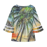 Sunset Palms Puff Sleeve Blouse