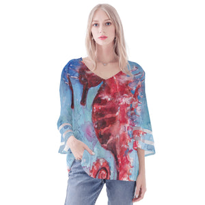 Seahorse Puff Sleeve Blouse