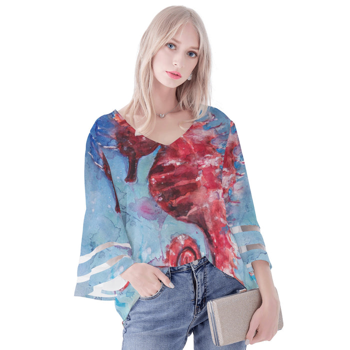 Seahorse Puff Sleeve Blouse