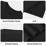black t-shirt features